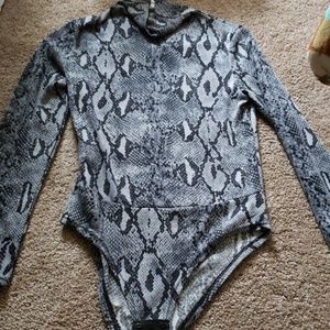 snakeskin print bodysuit